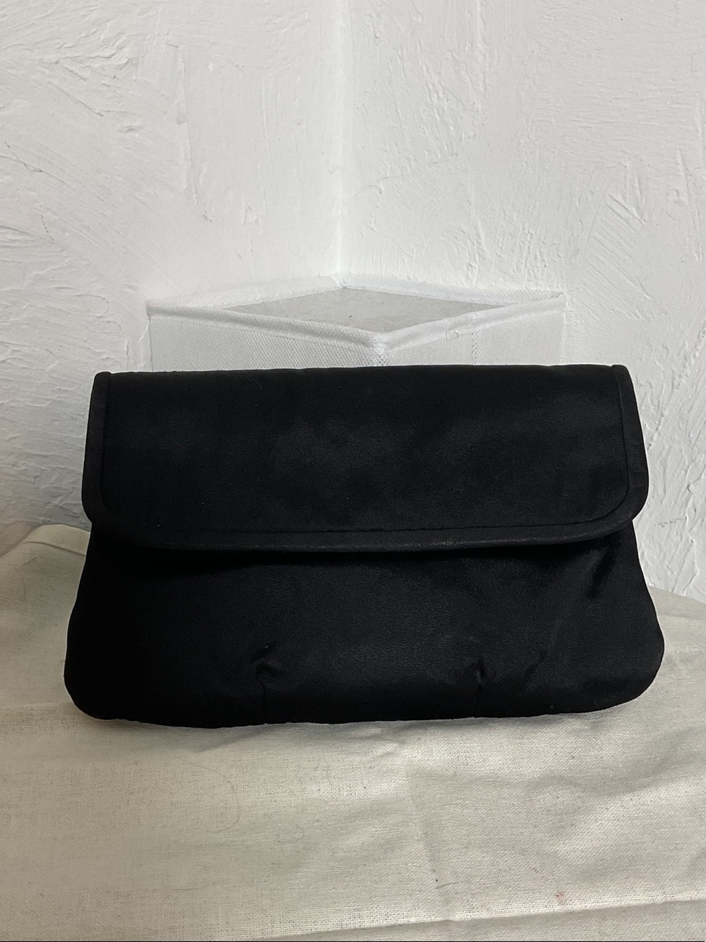 Vintage Magid Black Satin Envelope Evening Clutch Bag Formal
